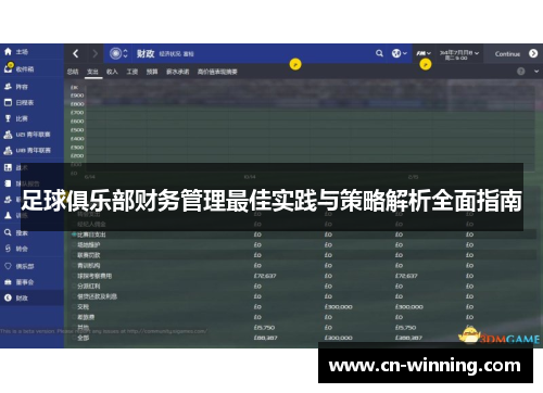 足球俱乐部财务管理最佳实践与策略解析全面指南